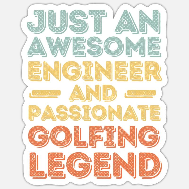 Engineer golfing retro - Sticker size S (10 x 10 cm) - white matte