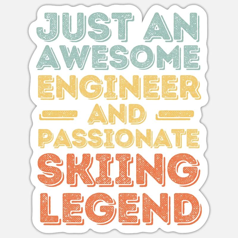 Engineer skiing retro Sticker size S (10 x 10 cm)