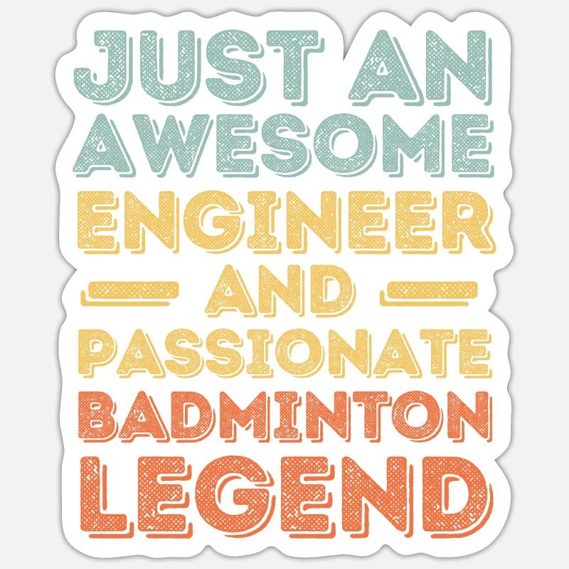 Engineer badminton retro - Sticker size S (10 x 10 cm) - white matte