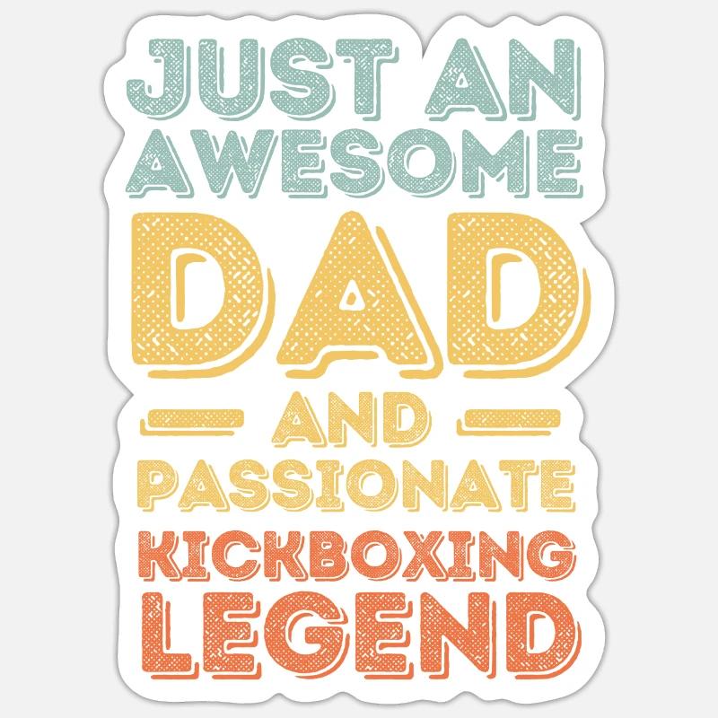 Dad kickboxing retro - Sticker size S (10 x 10 cm) - white matte