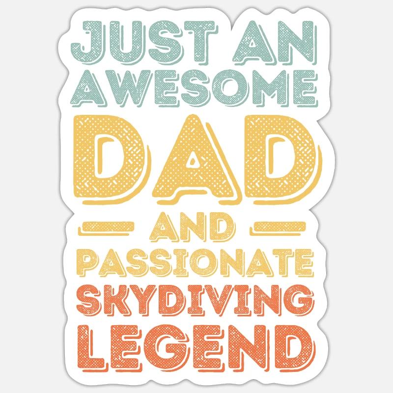 Dad skydiving retro - Sticker size S (10 x 10 cm) - white matte
