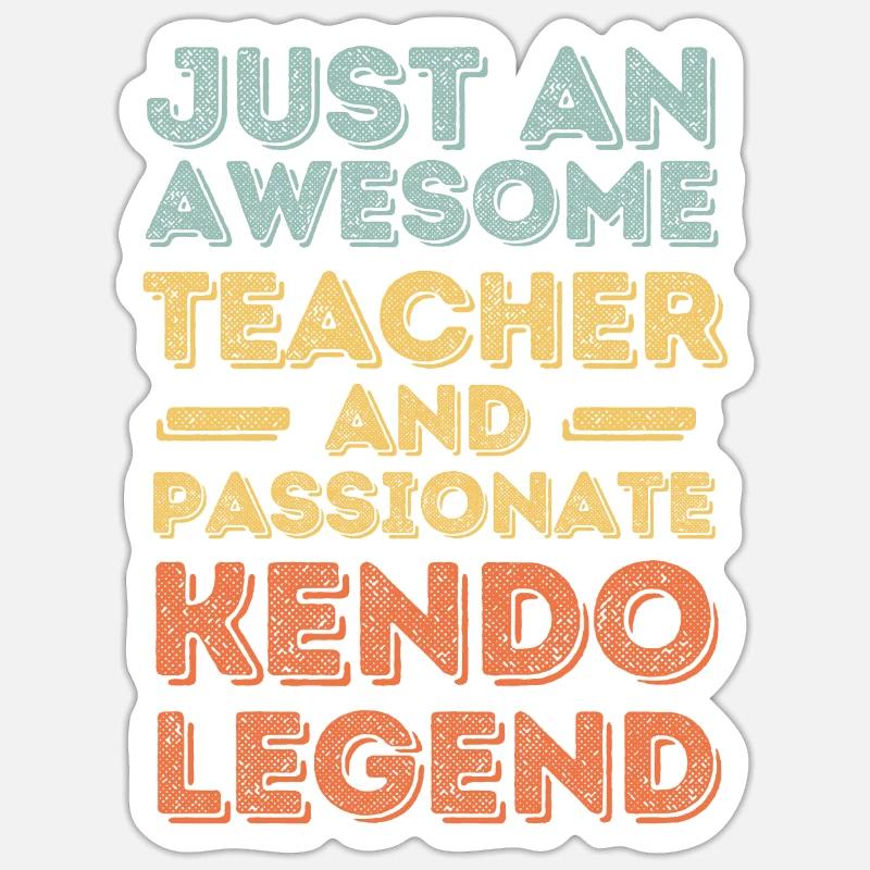 Professeur Kendo rétro - Sticker taille S (10 x 10 cm) - blanc mat