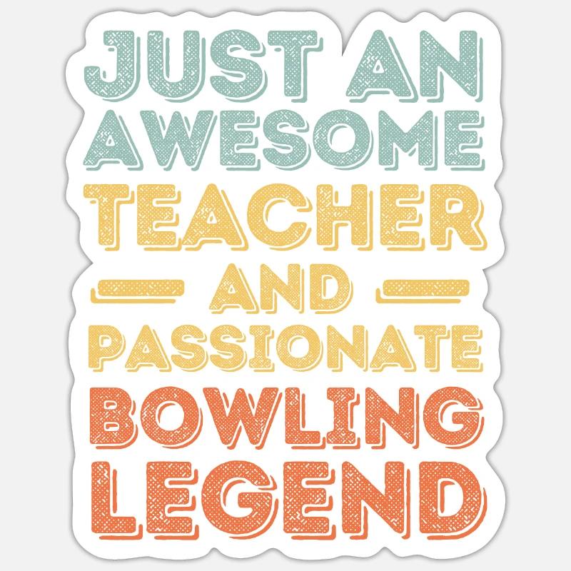 Lehrer Bowling retro - Sticker Größe S (10 x 10 cm) - Mattweiß