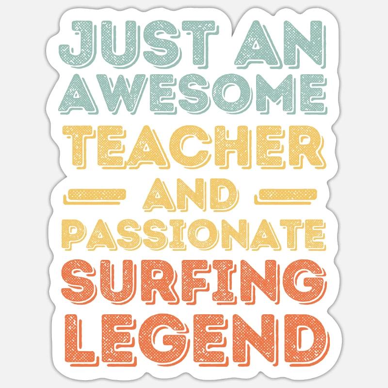 Instructeur Surf rétro - Sticker taille S (10 x 10 cm) - blanc mat