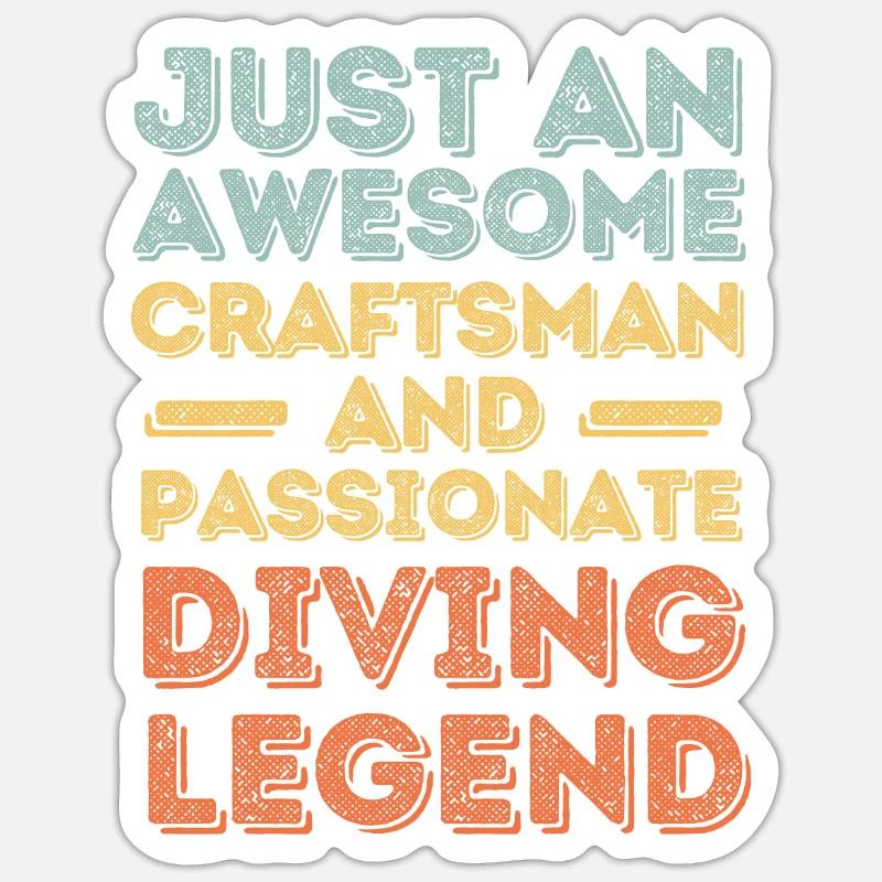Handwerker Tauchen retro - Sticker Größe S (10 x 10 cm) - Mattweiß