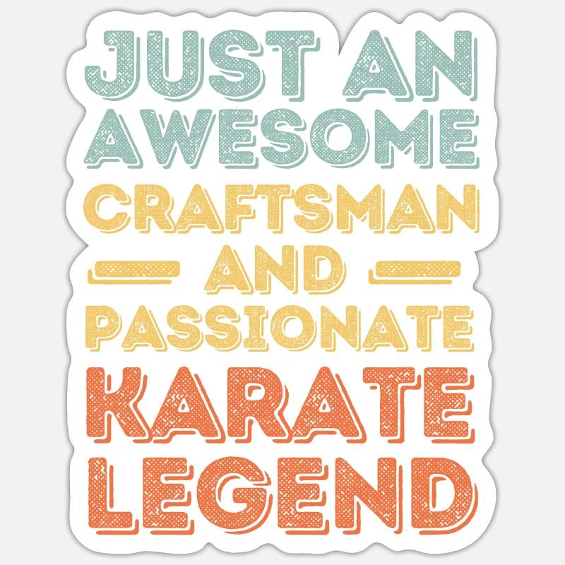 Karaté Artisan rétro - Sticker taille S (10 x 10 cm) - blanc mat
