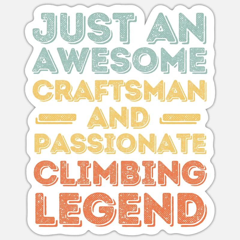 Artisan escalade rétro - Sticker taille S (10 x 10 cm) - blanc mat