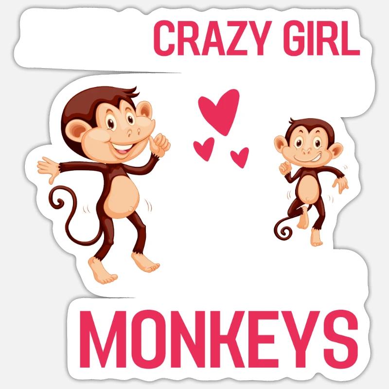 Schimpansen Mädchen Zoo Tier Geschenk Affe Sticker Größe S (10 x 10 cm)