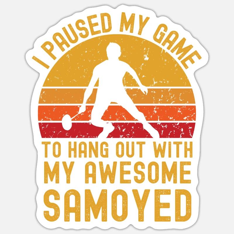 Badminton und Samojede - Sticker Größe S (10 x 10 cm) - Mattweiß