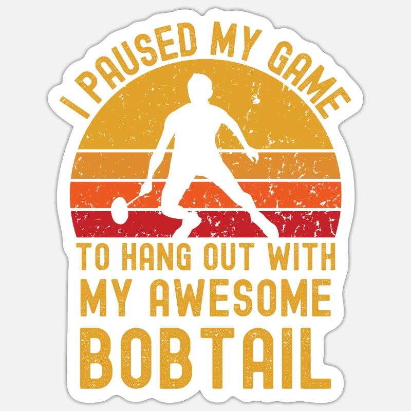 Badminton et bobtail - Sticker taille S (10 x 10 cm) - blanc mat