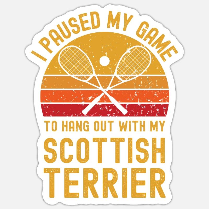 Courge et terrier écossais - Sticker taille S (10 x 10 cm) - blanc mat