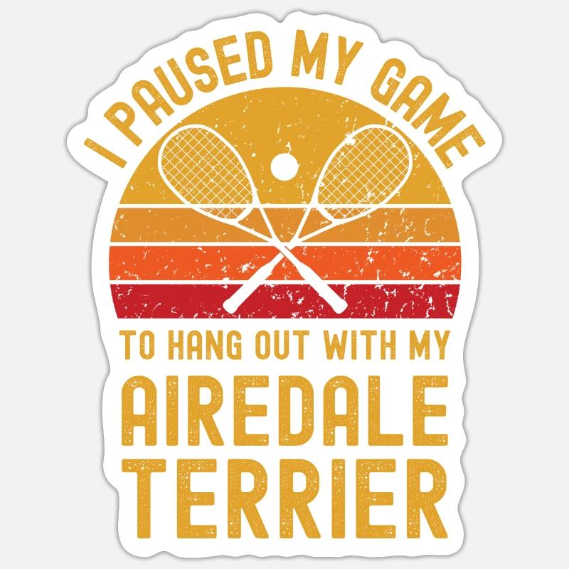 Courge et Airedale Terrier - Sticker taille S (10 x 10 cm) - blanc mat