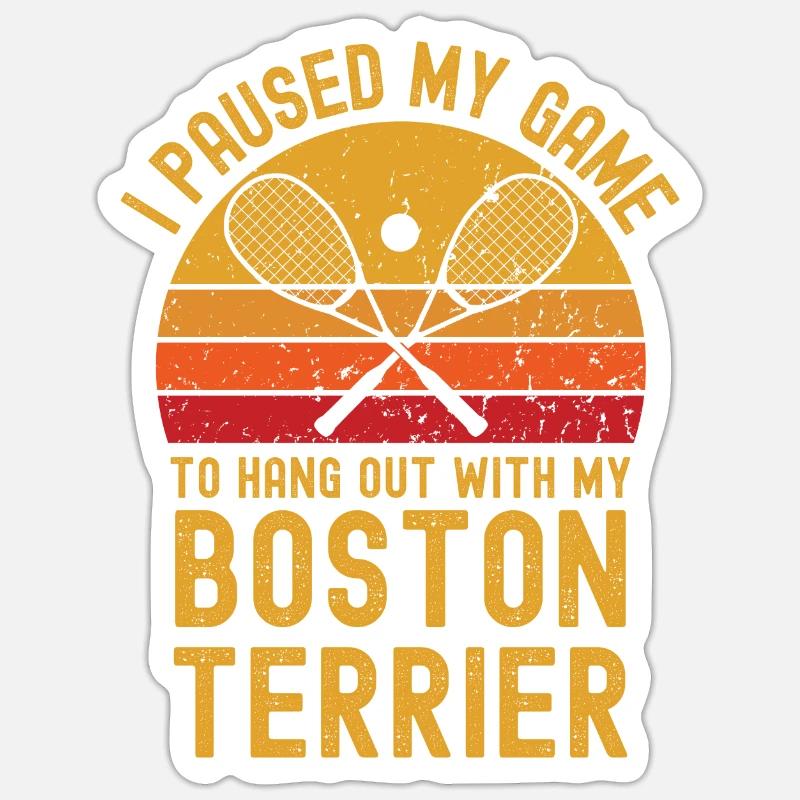 Courge et Boston Terrier - Sticker taille S (10 x 10 cm) - blanc mat