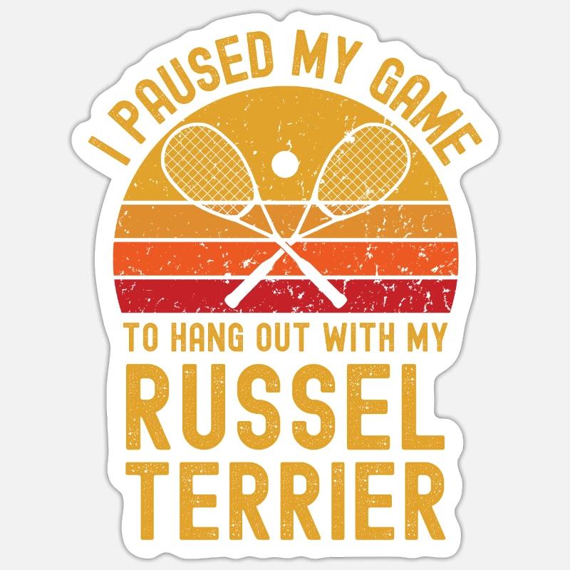 Courge et Russel Terrier - Sticker taille S (10 x 10 cm) - blanc mat
