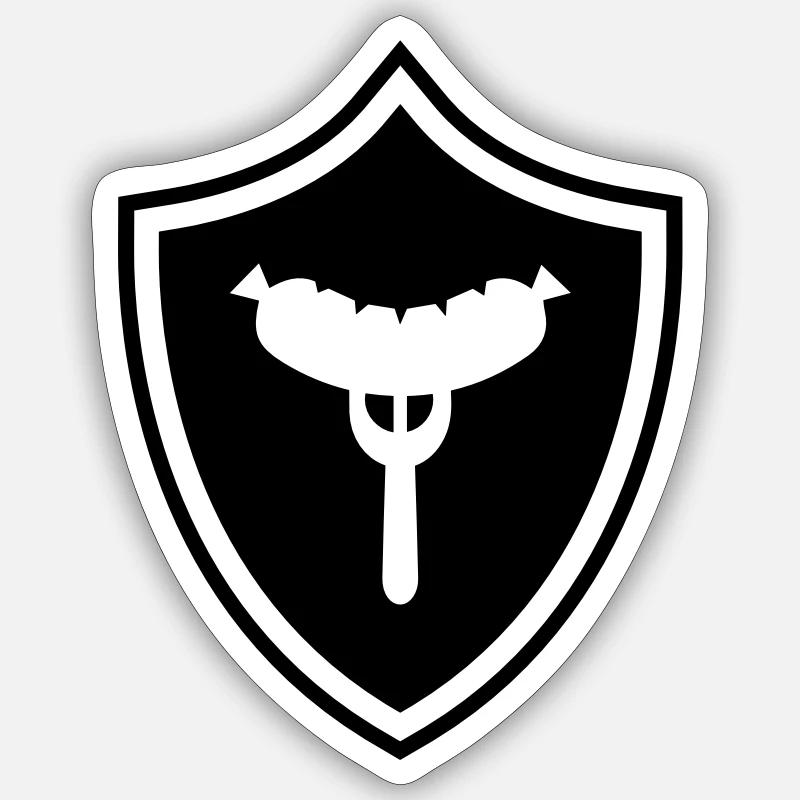 Wurst Gabel Wappen - Sticker Größe S (10 x 10 cm) - Mattweiß