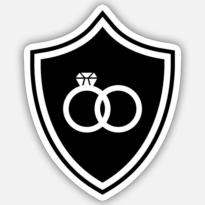 Eheringe Ring Wappen Hochzeit Sticker Größe S (10 x 10 cm)