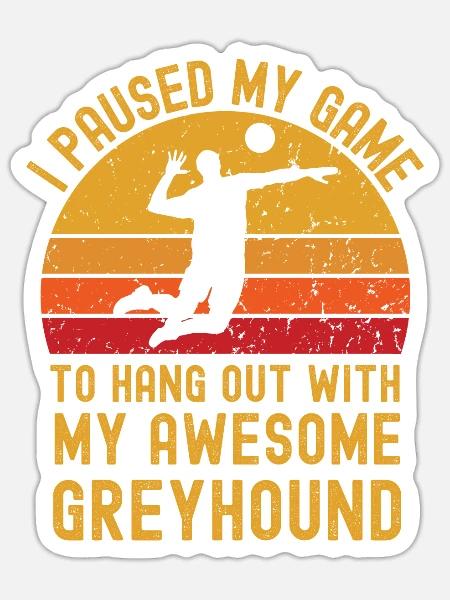 Volleyball und Greyhound - Sticker Größe S (10 x 10 cm) - Mattweiß