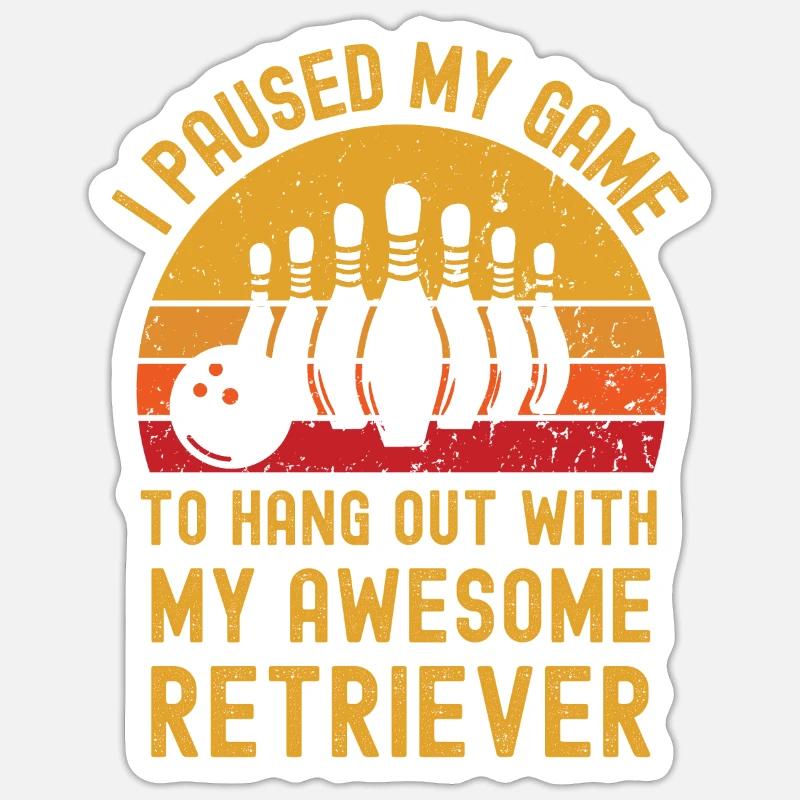 Bowling et retrievers - Sticker taille S (10 x 10 cm) - blanc mat
