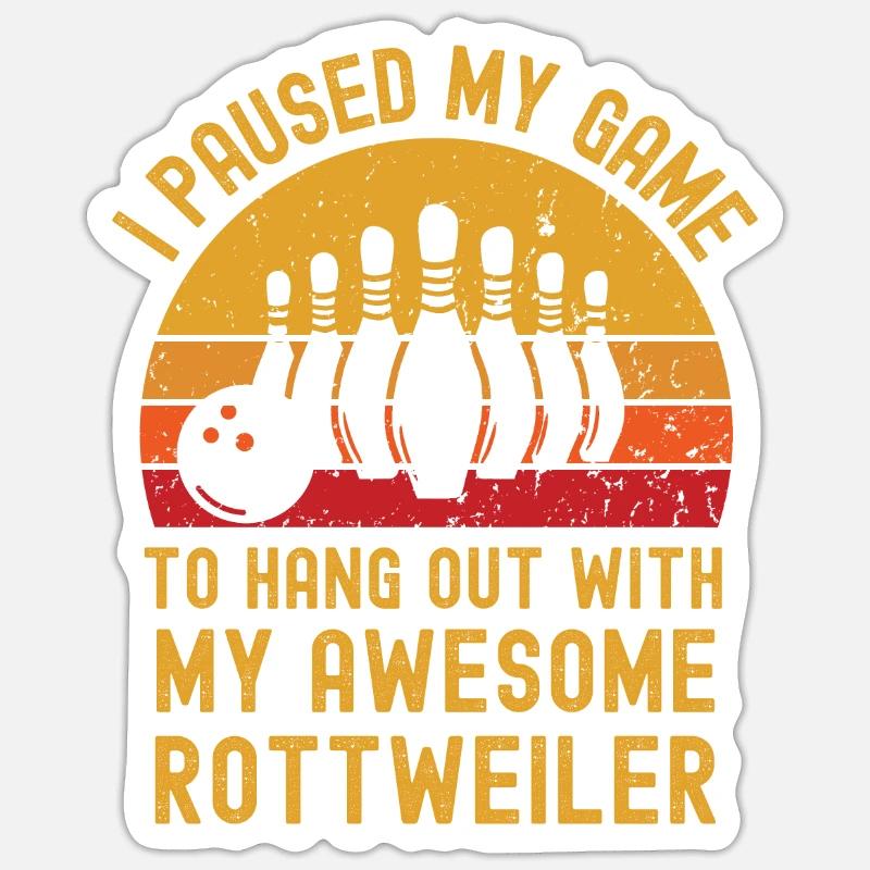 Bowling et Rottweilers - Sticker taille S (10 x 10 cm) - blanc mat
