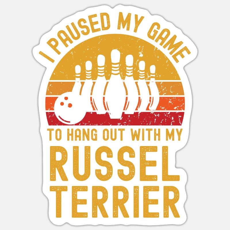 Bowling et Russel Terriers - Sticker taille S (10 x 10 cm) - blanc mat