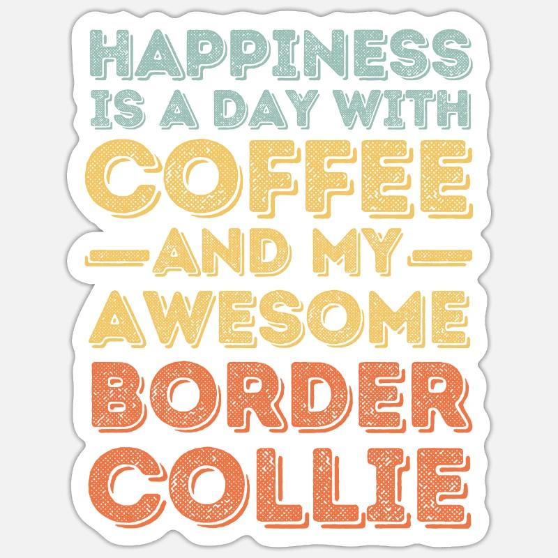 Border-Collie Café Dog Café - Sticker taille S (10 x 10 cm) - blanc mat