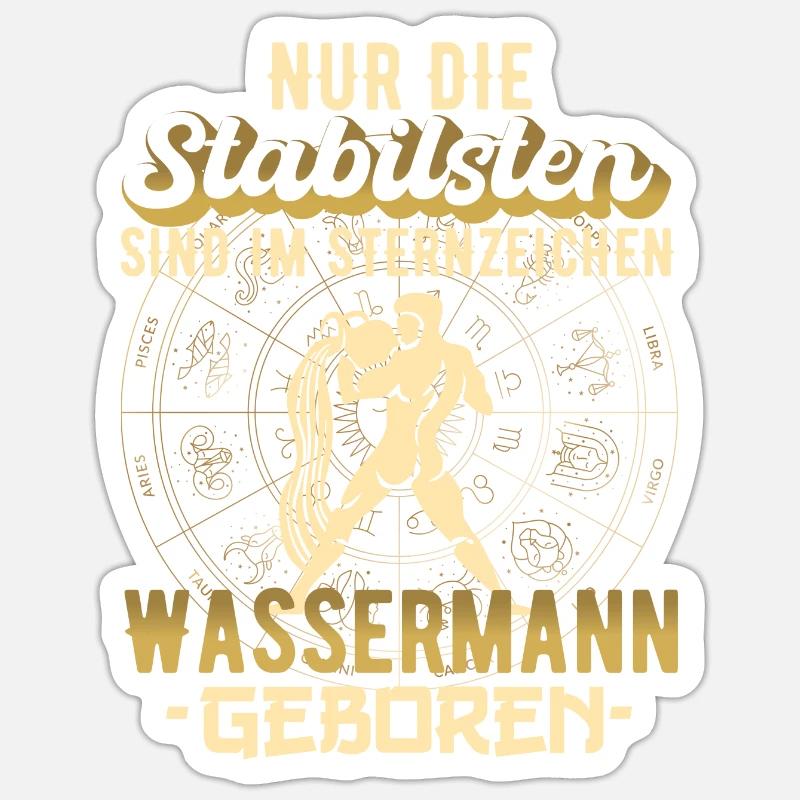 Sternzeichen Wassermann Wassermänner Geschenk - Sticker Größe S (10 x 10 cm) - Mattweiß