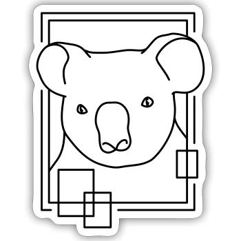 Koala en forme géométrique - Conception d’art au trait - Sticker taille S (10 x 10 cm) - blanc mat - Devant