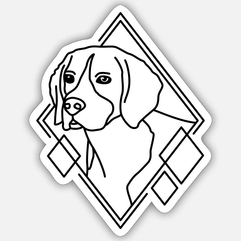Beagle in Geometric Shape - Line Art Design Sticker size S (10 x 10 cm)