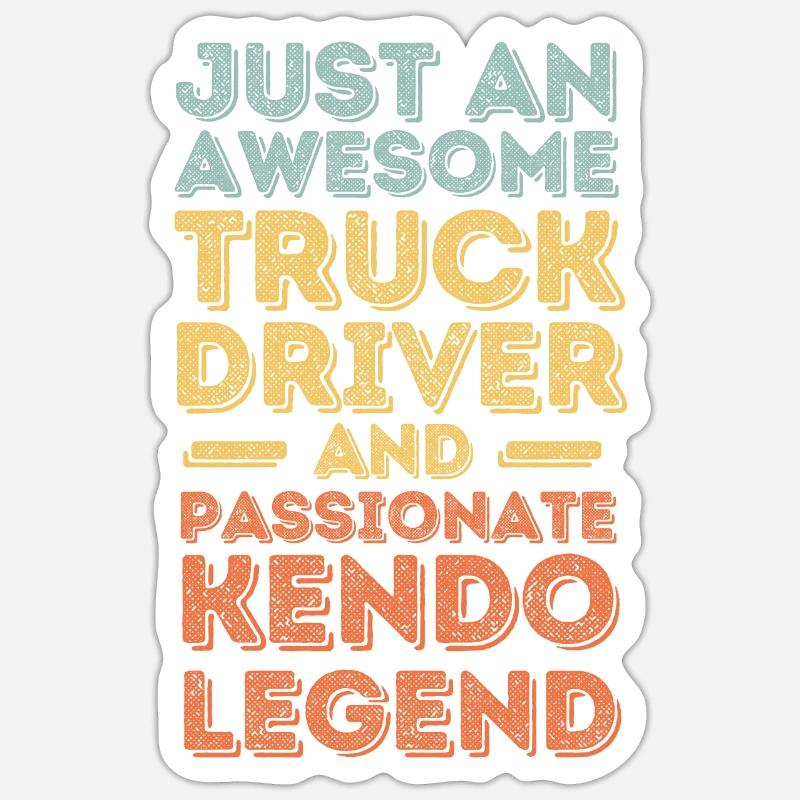 Chauffeur de camion Kendo rétro - Sticker taille S (10 x 10 cm) - blanc mat