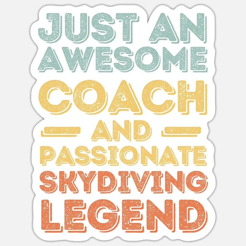 Coach skydiving retro - Sticker size S (10 x 10 cm) - white matte