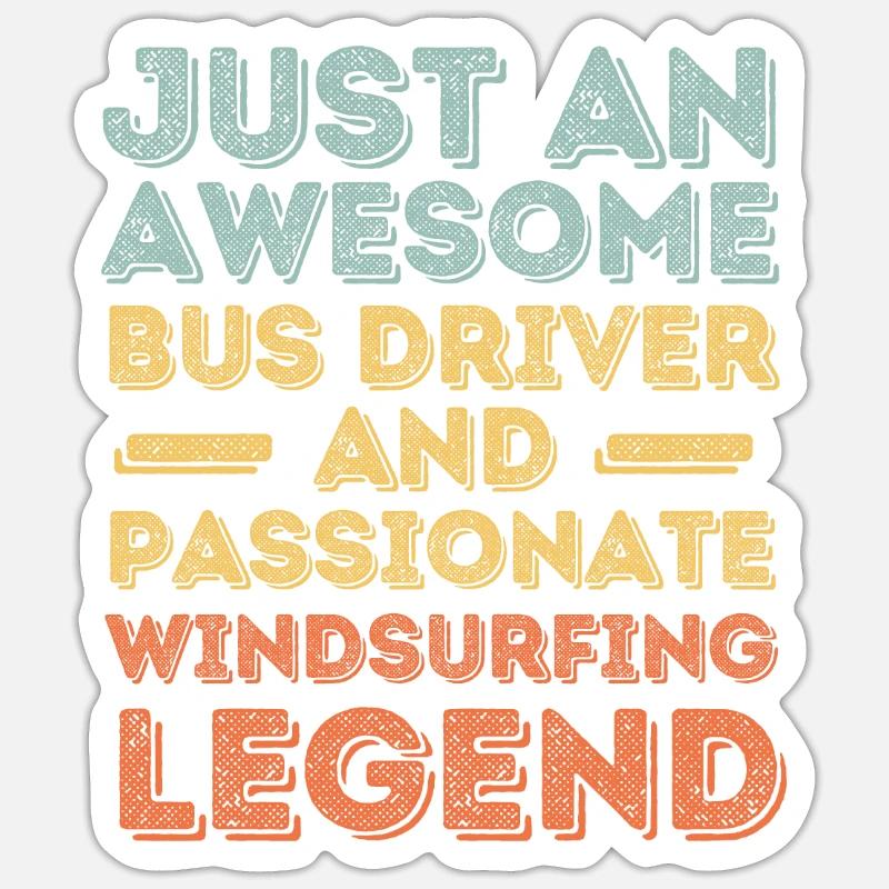 Bus driver windsurfing retro - Sticker size S (10 x 10 cm) - white matte