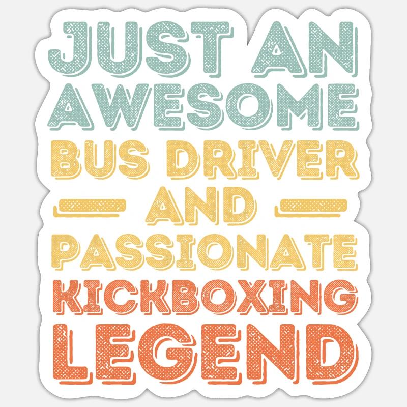 Bus driver kickboxing retro - Sticker size S (10 x 10 cm) - white matte