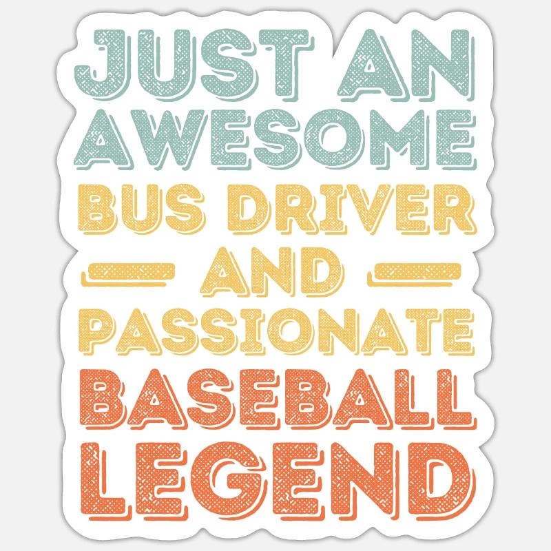 Chauffeur de bus baseball rétro - Sticker taille S (10 x 10 cm) - blanc mat
