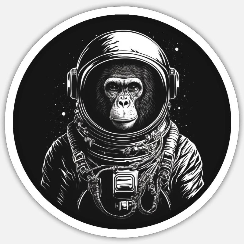 Spacemonkey - Sticker Größe S (10 x 10 cm) - Mattweiß