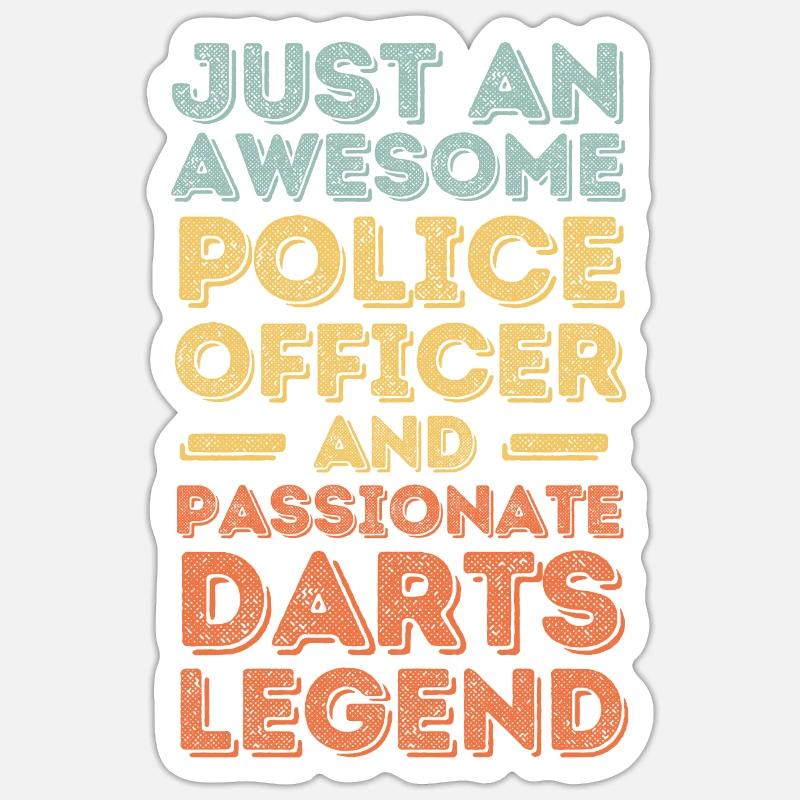 Policier Darts rétro - Sticker taille S (10 x 10 cm) - blanc mat