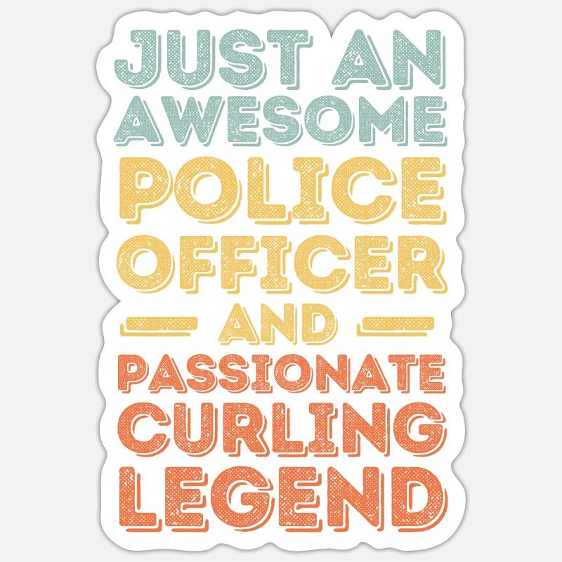 Policeman Curling retro - Sticker size S (10 x 10 cm) - white matte