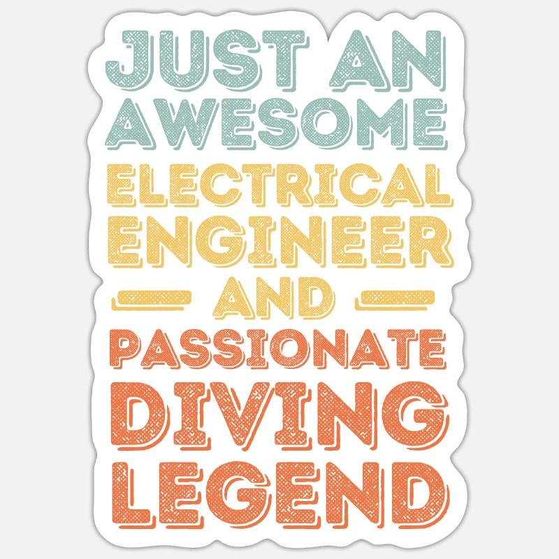 Electrical Engineer Diving retro - Sticker size S (10 x 10 cm) - white matte