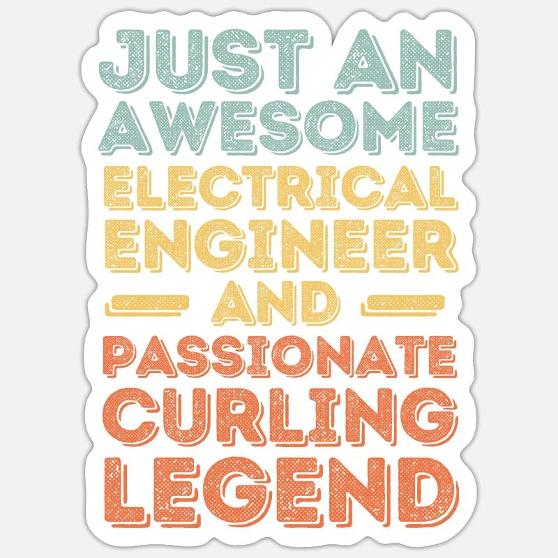 Electrical Engineer Curling retro - Sticker size S (10 x 10 cm) - white matte