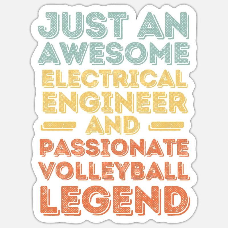 Electrical Engineer Volleyball retro - Sticker size S (10 x 10 cm) - white matte