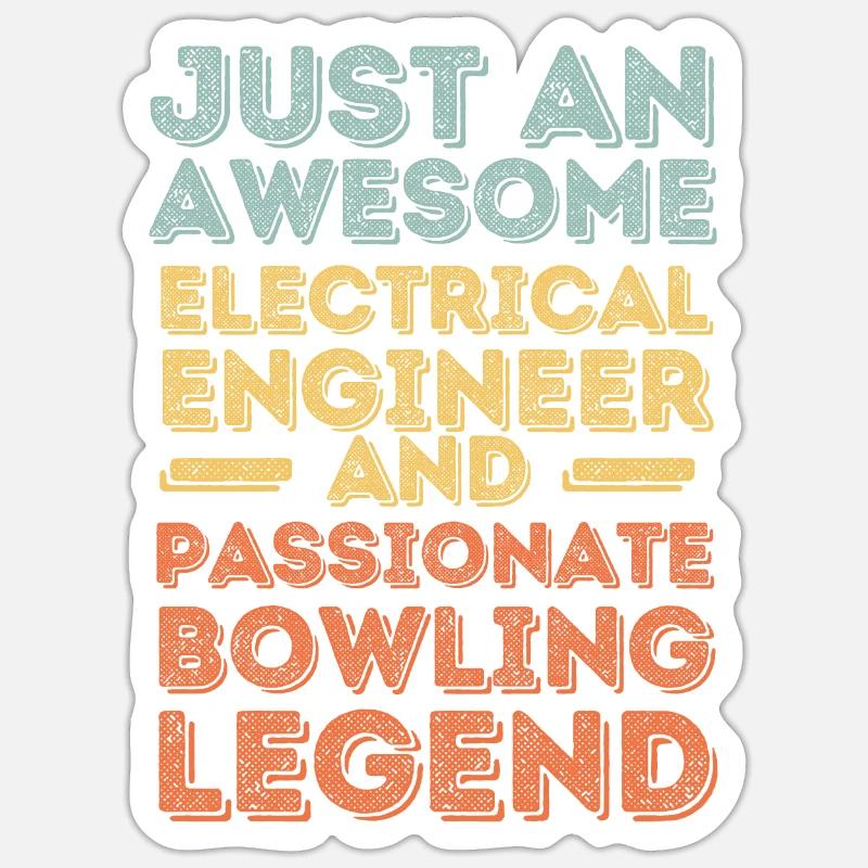 Electrical Engineer Bowling retro Sticker size S (10 x 10 cm)