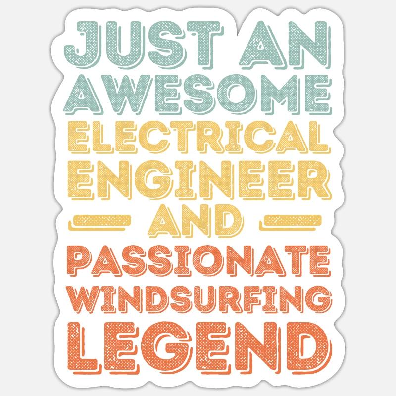 Electrical engineer windsurfing retro - Sticker size S (10 x 10 cm) - white matte
