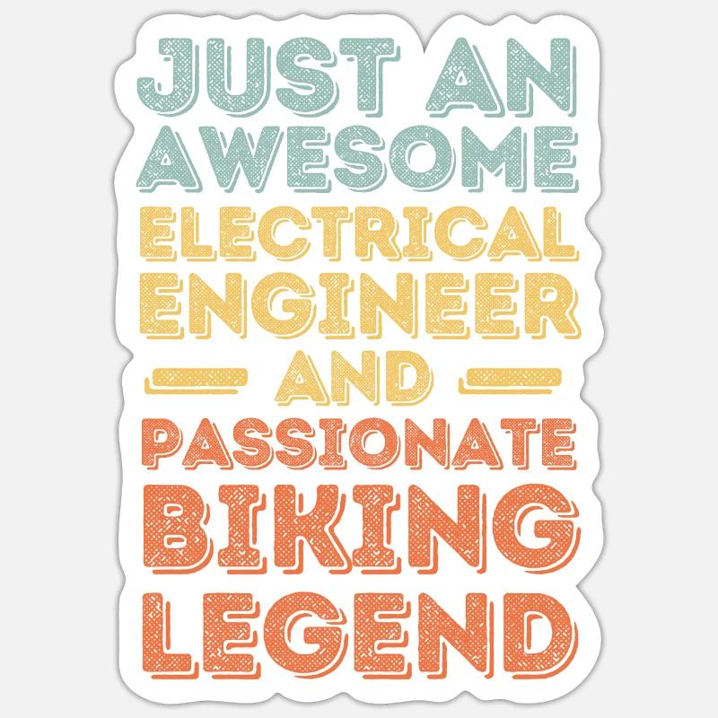 Electrical engineer cycling retro - Sticker size S (10 x 10 cm) - white matte