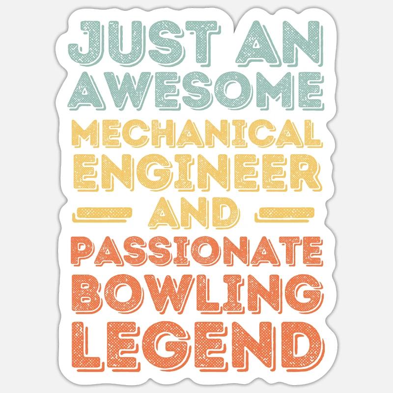 Ingénieur mécanicien Bowling rétro - Sticker taille S (10 x 10 cm) - blanc mat