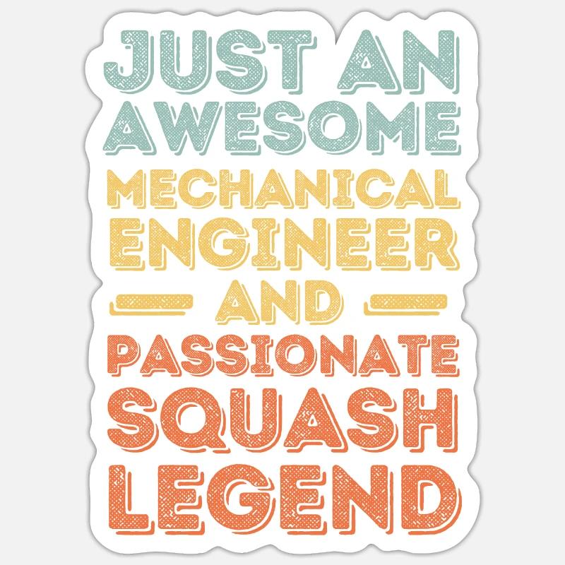 Mechanical Engineer Squash retro Sticker size S (10 x 10 cm)