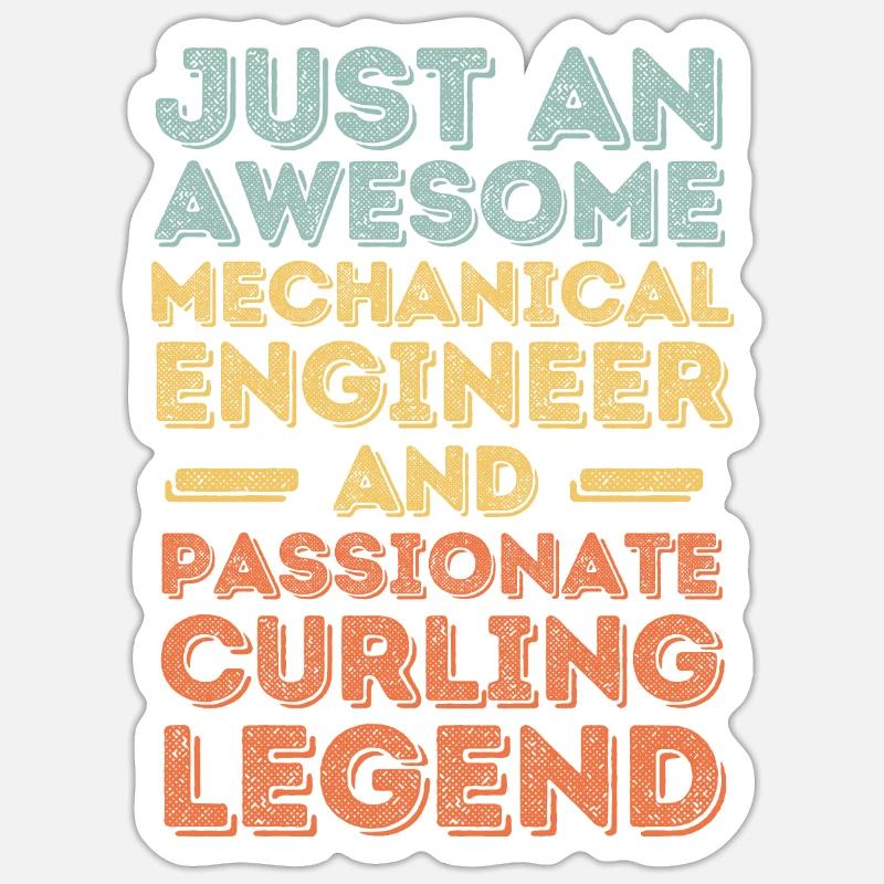 Mechanical Engineer Curling retro - Sticker size S (10 x 10 cm) - white matte