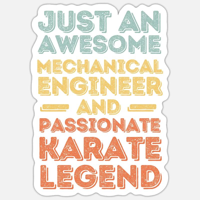 Mechanical Engineer Karate retro Sticker size S (10 x 10 cm)
