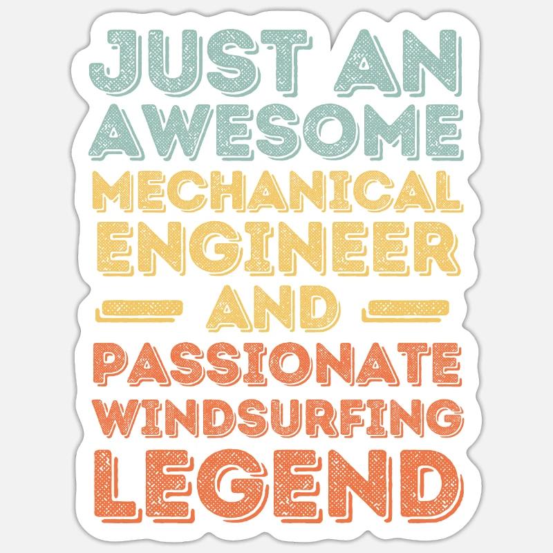 Mechanical Engineer Windsurfing retro - Sticker size S (10 x 10 cm) - white matte