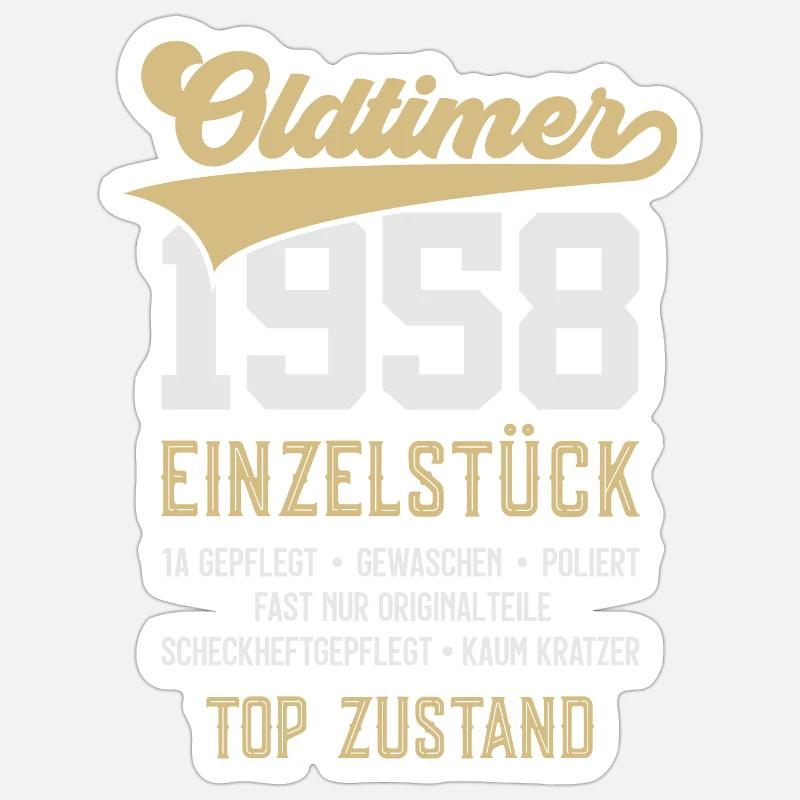 68. GEBURTSTAG OLDTIMER 1958 - Sticker Größe S (10 x 10 cm) - Mattweiß