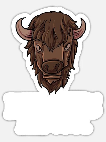 Bison Büffel Buffalo Nationalpark Wildnis Western - Sticker Größe S (10 x 10 cm) - Mattweiß