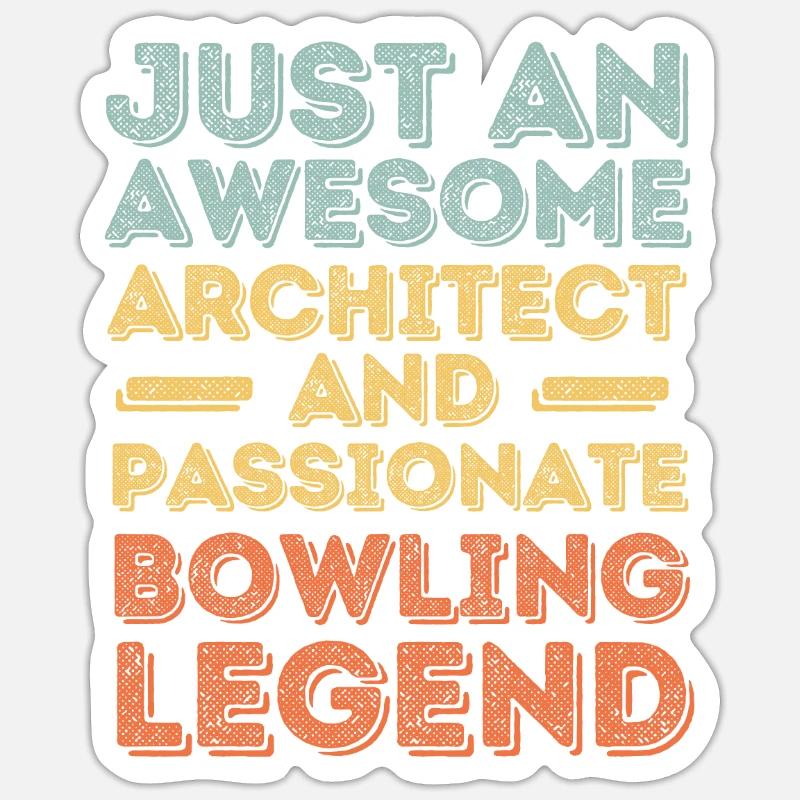 Architecte Bowling rétro Sticker taille S (10 x 10 cm)